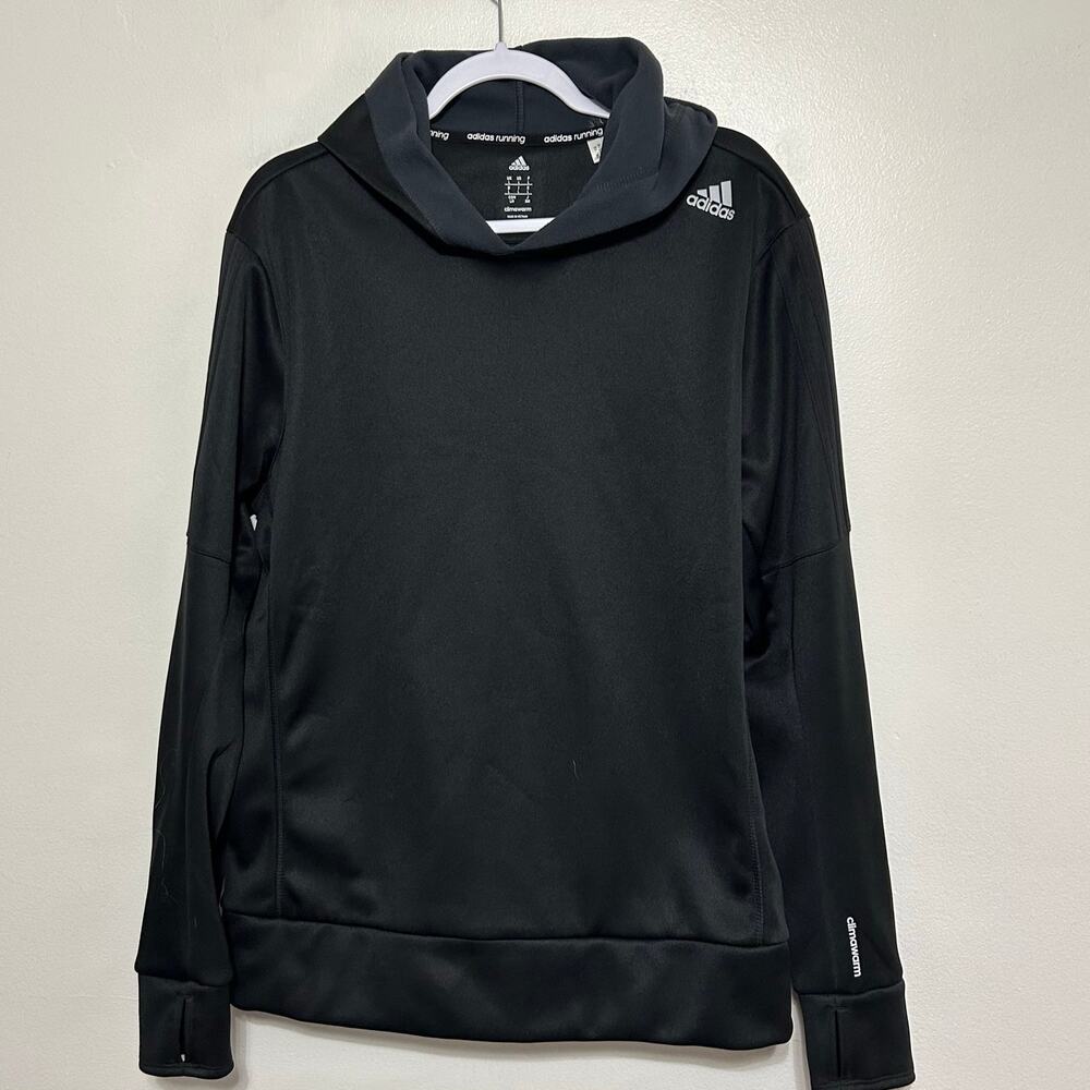 Adidas Running Men's Large Climawarm Black Hooded Pullover